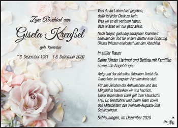 Traueranzeige von Gisela Kreußel von Südthüringer Presse