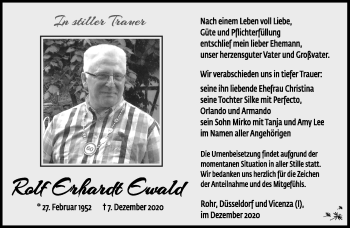 Traueranzeige von Rolf Ewald von Südthüringer Presse