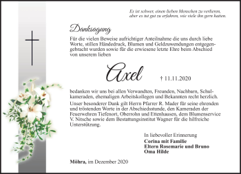 Traueranzeige von Axel Dröbs von Südthüringer Presse
