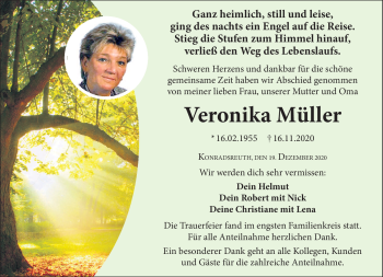 Traueranzeige von Veronika Müller von Frankenpost