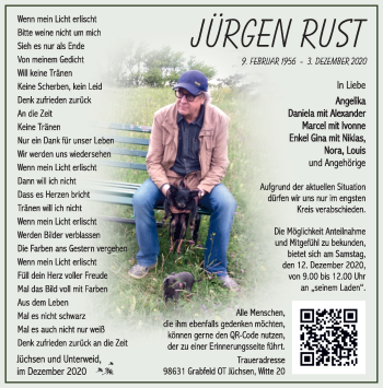 Traueranzeige von Jürgen Rust von Südthüringer Presse