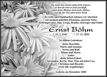 Traueranzeige von Ernst Böhm von Südthüringer Presse