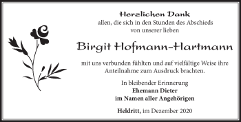 Traueranzeige von Birgit Hofmann-Hartmann von Südthüringer Presse