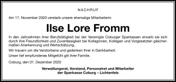 Traueranzeige von Lore Ilse Fromm von Neue Presse Coburg