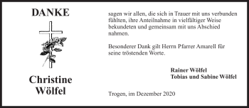 Traueranzeige von Christine Wölfel von Frankenpost