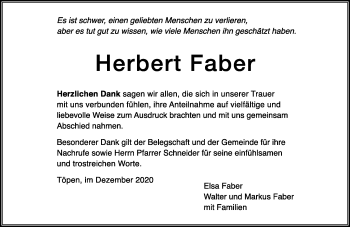 Traueranzeige von Herbert Faber von Frankenpost