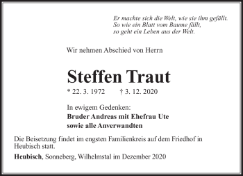 Traueranzeige von Steffen Traut von Südthüringer Presse