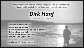 Traueranzeige von Dirk Hanf von Südthüringer Presse