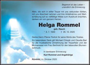 Traueranzeige von Helga Rommel von Südthüringer Presse