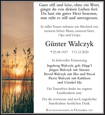 Traueranzeige von Günter Walczysk von Südthüringer Presse
