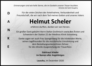 Traueranzeige von Helmut Scheler von Südthüringer Presse