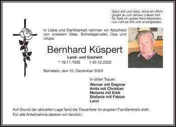 Traueranzeige von Bernhard Küspert von Frankenpost