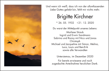 Traueranzeige von Brigitte Kirchner von Neue Presse Coburg