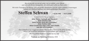 Traueranzeige von Steffen Schwan von Südthüringer Presse