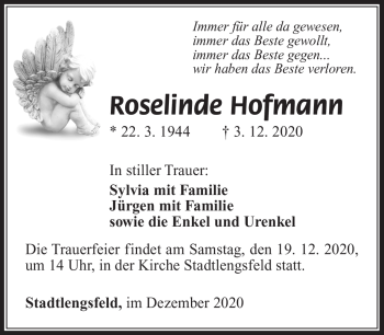 Traueranzeige von Roselinde Hofmann von Südthüringer Presse