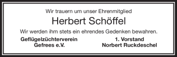 Traueranzeige von Herbert Schöffel von Frankenpost