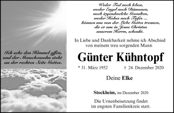 Traueranzeige von Günter Kühntopf von Neue Presse Coburg