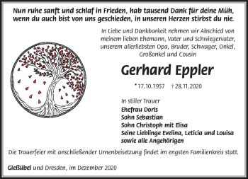 Traueranzeige von Gerhard Eppler von Südthüringer Presse