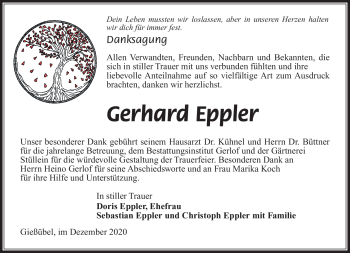 Traueranzeige von Gerhard Eppler von Südthüringer Presse
