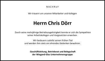 Traueranzeige von Chris Dörr von Neue Presse Coburg