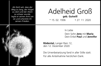 Traueranzeige von Adelheid Groß von Neue Presse Coburg