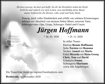 Traueranzeige von Jürgen Hofmann von Südthüringer Presse