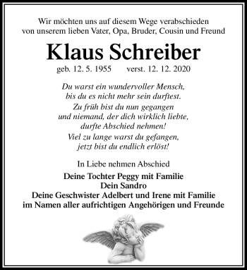 Traueranzeige von Klaus Schreiber von Südthüringer Presse