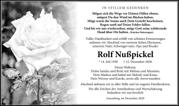 Traueranzeige von Rolf Nußpickel von Südthüringer Presse