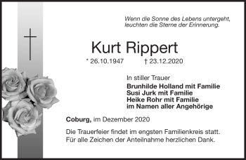 Traueranzeige von Kurt Rippert von Neue Presse Coburg