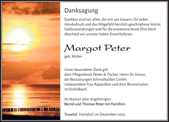 Traueranzeige von Margot Peter von Südthüringer Presse