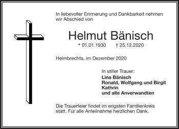 Traueranzeige von Helmut Bänisch von Frankenpost