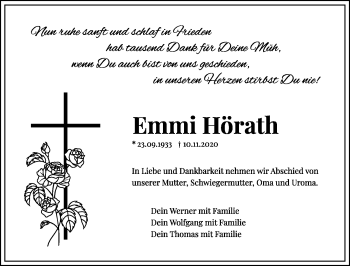 Traueranzeige von Emmi Hörath von Frankenpost