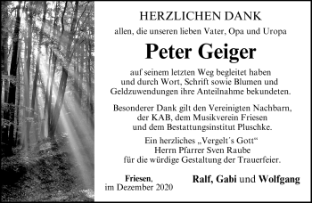Traueranzeige von Peter Geiger von Neue Presse Coburg