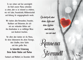 Traueranzeige von Ramona Storandt von Südthüringer Presse