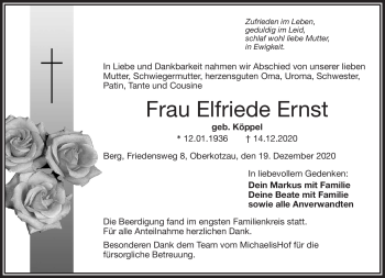 Traueranzeige von Elfriede Ernst von Frankenpost