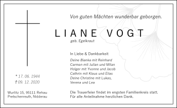 Traueranzeige von Liane Vogt von Frankenpost