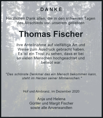 Traueranzeige von Thomas Fischer von Frankenpost