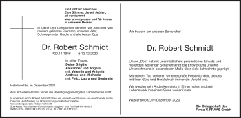 Traueranzeige von Robert Schmidt von Frankenpost