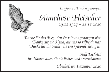 Traueranzeige von Annelise Fischer von Südthüringer Presse
