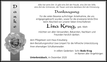 Traueranzeige von Lisa Krug von Südthüringer Presse