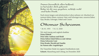 Traueranzeige von Ottmar Schramm von Südthüringer Presse