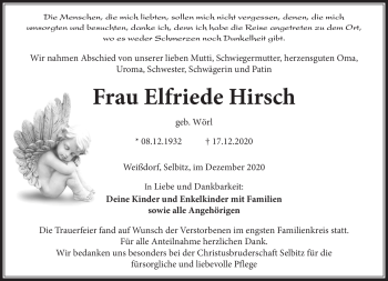 Traueranzeige von Elfriede Hirsch von Frankenpost