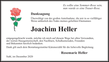 Traueranzeige von Joachim Heller von Südthüringer Presse