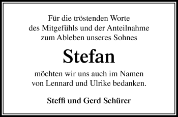 Traueranzeige von Stefan  von Südthüringer Presse