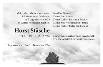 Traueranzeige von Horst Stäsche von Frankenpost