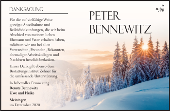 Traueranzeige von Peter Bennewitz von Südthüringer Presse