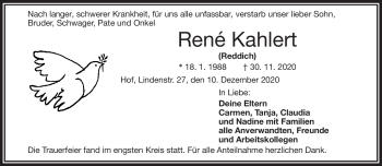 Traueranzeige von René Kahlert von Frankenpost