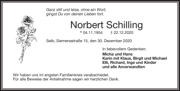 Traueranzeige von Norbert Schilling von Frankenpost