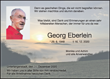 Traueranzeige von Georg Eberlein von Neue Presse Coburg