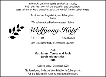 Traueranzeige von Wolfgang Hopf von Neue Presse Coburg